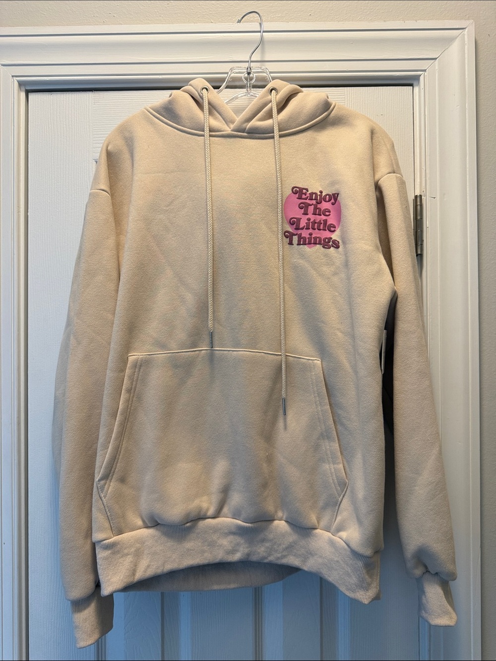 Altar'd State Tan/Cream Hoodie with Pink Accent